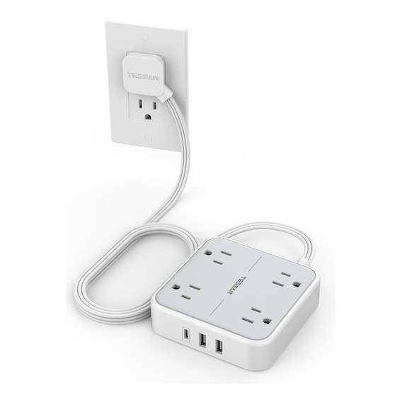 Cargador De Pared Ultradelgado Power Strip Con 3 Puertos Usb