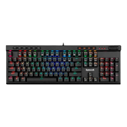 Teclado gamer Redragon Vata Pro K580RGB-PRO QWERTY español latinoamérica color negro con luz RGB