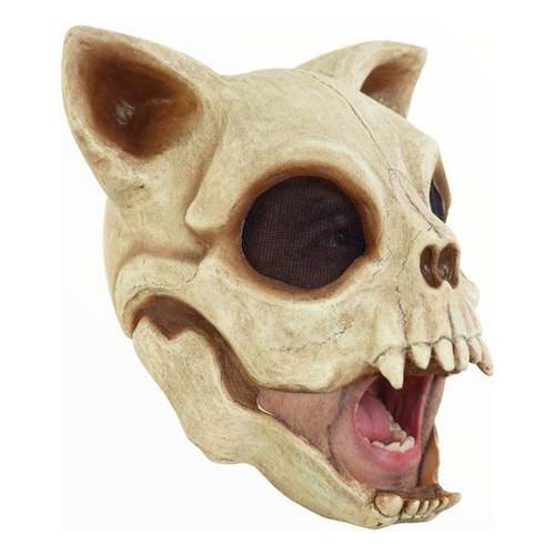Máscara De Cráneo Esqueleto Gato Cat Skull Disfraz Halloween Color Beige
