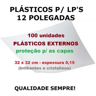 100 Plásticos Externos 0,15 P/ Capa De Lp Discos De Vinil