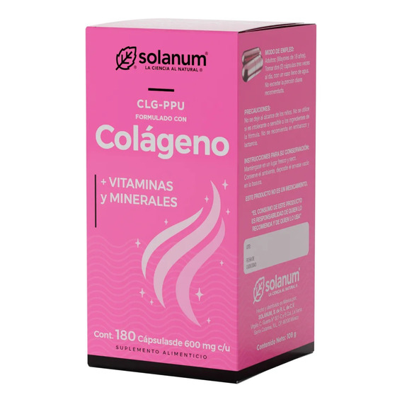Solanum Colágeno CLG-ppu + Vitamina Y Minerales 180 Cáps Sfn Sabor Sin sabor