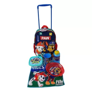 Set Completo Paw Patrol,mochila Ruedas Azul Y Rosa, Patrulla