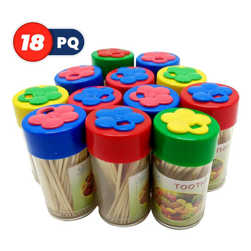 18pq Bote Palillos Dientes Coctelero Fruta Madera 1800pcs Color Ab