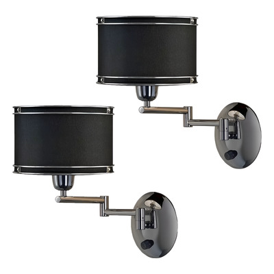 Pack X 2 Aplique Brazo Movil Cromo Con Tecla Negro
