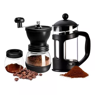 Combo Cafetera Prensa Francesa 600ml Molino Manual Graduable