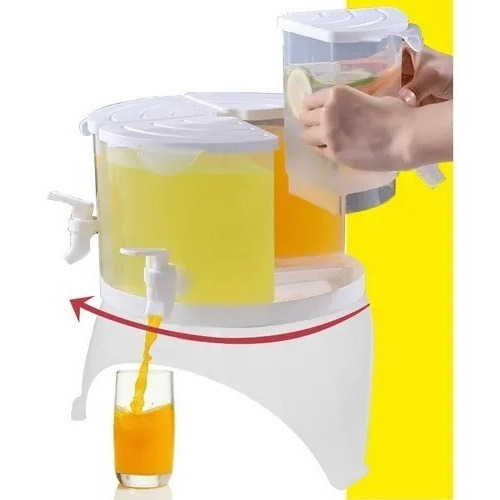 Dispensador Giratorio Bebidas Jugos Agua Compartimentos Color Blanco