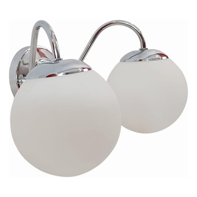 Aplique Joha Elyn 2 Luces Cromo Globo 15cm Opal Apto Led E27