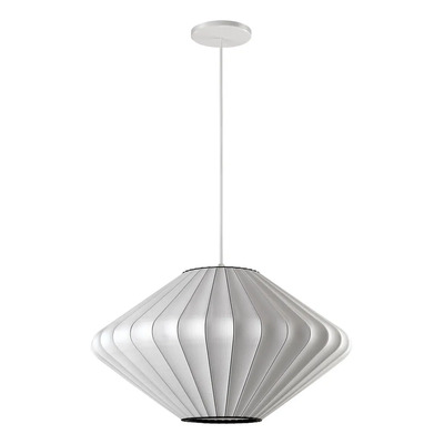 Lampara Colgante Malba 40cm Sustentable Diseño 3d Apto Led Blanco Blanco Con Negro