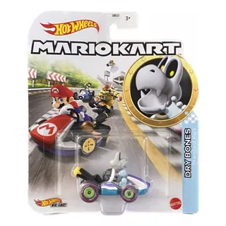 Hot Wheels Mario Kart Dry Bones Standard Kart Color Gris