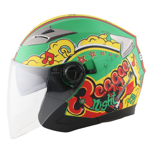 Casco Semi Integral Edge Reggae Certificado Dot Moto + Gafas Color Verde Tamaño del casco Talla XL (61 - 62 cm)