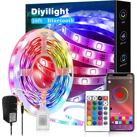 Cinta De Luz Led Rgb 15 Metros Tira Led Bluetooth