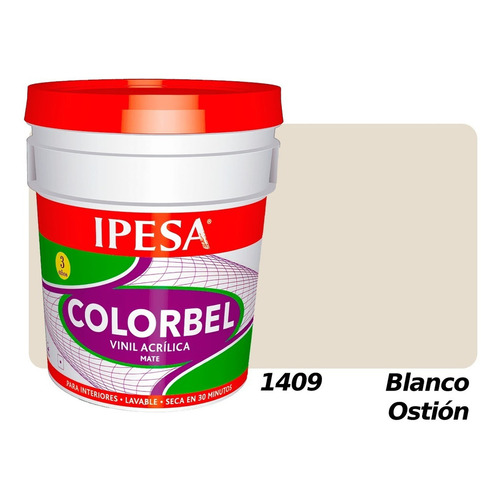 Pintura Vinílica Interior 4 Litros Colorbel 3 Años Galón Color Blanco Ostión