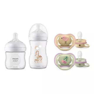 Set Recien Nacido Avent Natural ® 2 Mamaderas 2 Chupetes Nena