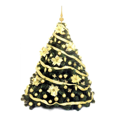 Árbol De Navidad Bariloche 1,80 Con Adornos Oro. Sheshu!!! Color Dorado