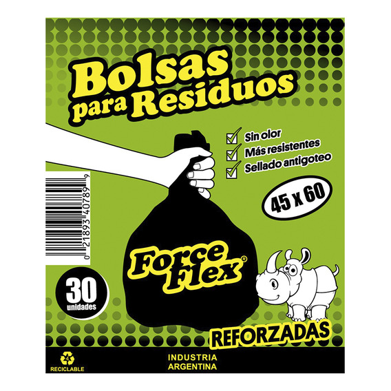 Forceflex Bolsa de residuos 45x60 x 30 unidades reforzadas	