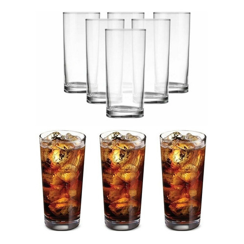 Pack X6 Vasos Largos 295ml Tragos Aperitivos Agua Liberty Color Transparente