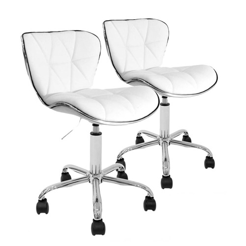 Silla Sedia Con Ruedas Giratoria X2 Escritorio Pc  Colores Color Blanco Material del tapizado Cuero sintético