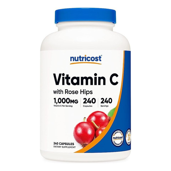 Vitamina C 1000 Mg Con Rosa Mosqueta 25 Mg Con 240 Capsulas Sabor Sin Sabor