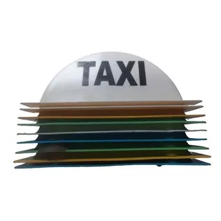 Aviso De Taxi Casco Blanco Y Colores Mediano