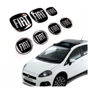 Kit 7 Adesivos Emblema Fiat Preto Black Punto Resinado Res27