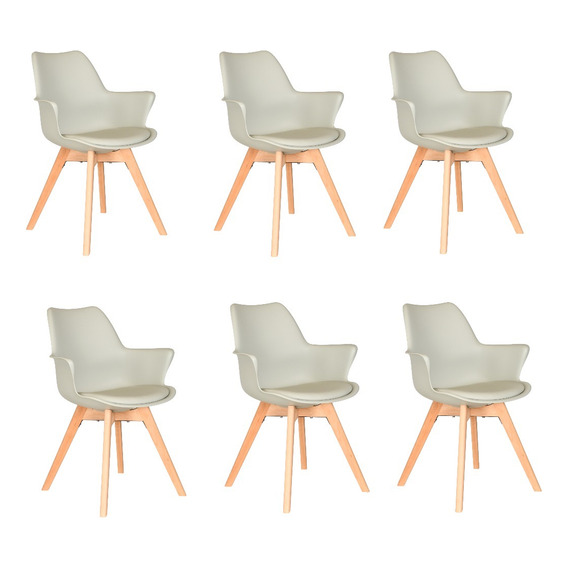 Silla Comedor Plos Eames Cross Wood Set X6 Unidades