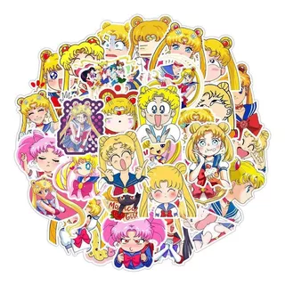 Set 50 Stickers Calcomanias Sailor Moon Serena Tsukino