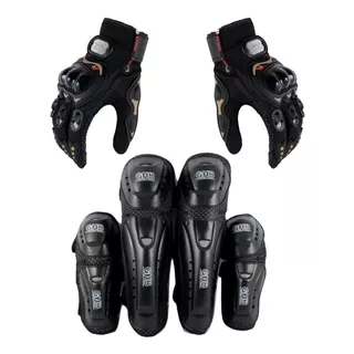 Rodilleras Coderas Moto Juego Completo + Guantes Proteccion