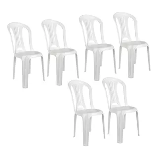 Silla Plástico Mor Reforzada Sin Posabrazos Set 6 Unidades