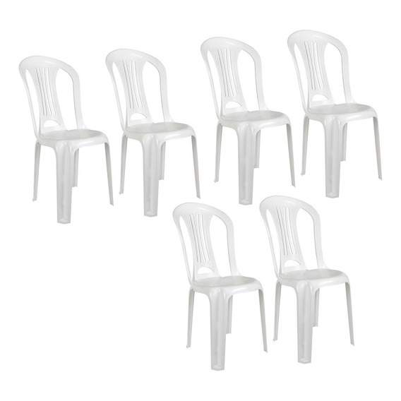 Silla Plástico Mor Reforzada Sin Posabrazos Set 6 Unidades