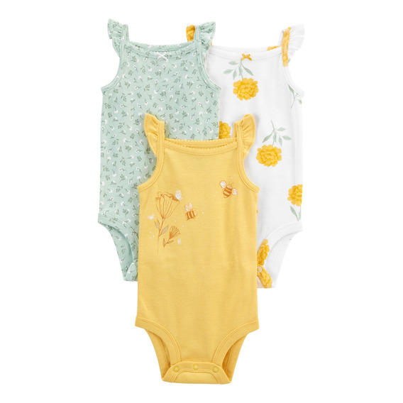 Pack 3 Bodies De Algodón Diseño Floral Carters 1p162510