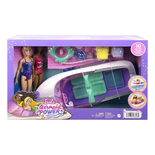 Lancha Bote Barbie Mermaid Power + 2 Muñecas + Accesorios