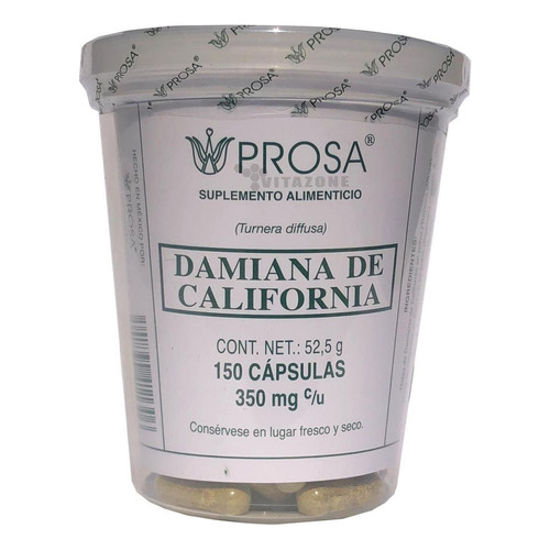 Prosa Damiana De California 150 Cápsulas + Potencia Para Hombres Sabor Neutro