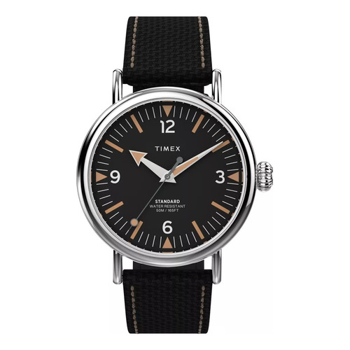 Reloj Timex Waterbury Standard 40mm Tw2v44000 Color de la malla Negro Color del bisel Plata Color del fondo Negro