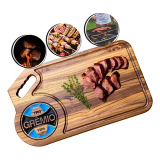 Tábua De Corte Para Churrasco Time Do Gremio Personalizada Cor Marrom-claro Tabua Do Gremio Churrasco Madeira Nobre Grande Presente