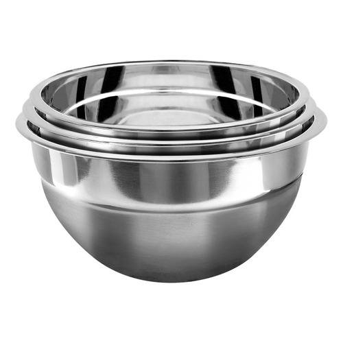 Bowl de cocina Vasconia Pro lisa color acero inoxidable - pack x 3 unidades