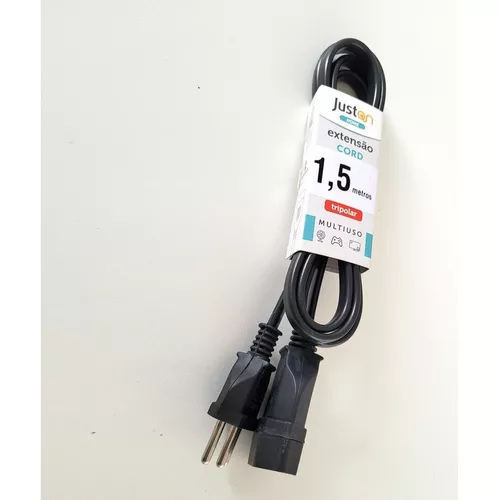 Alargador eléctrico de 10 metros, 2 p+t10a, 3 enchufes, color negro, 127  V/220 V