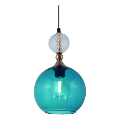 Colgante Poly Azul+transparente Ø20cm Vidrio Color