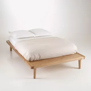 Cama De Diseño Willy Madera Natural Tamaño Queen Color Marrón