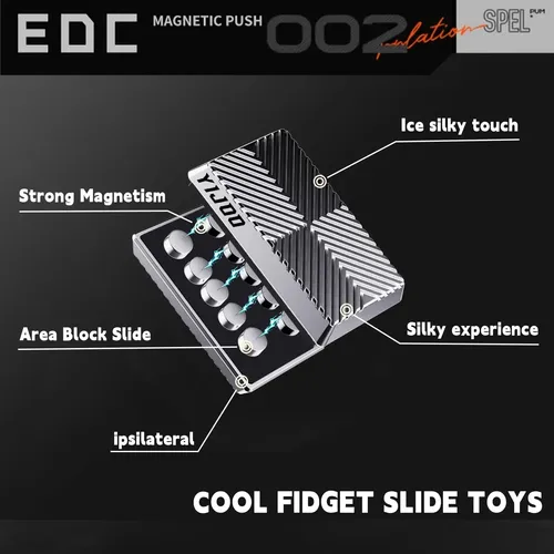 Fidget Slider Metálico Con Imanes – Juguete Anti-estrés EDC Para Aliviar La Ansiedad, Con Diseño De Póker Y Acabado Pulido