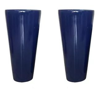 Kit 2 Vasos  Fibra De Vidro Estilo Vietnamita Azul 80cm