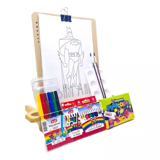 Kit Arte Niños Set Infantil + Dibujos Para Colorear Batman