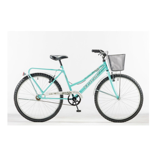 Bicicleta paseo femenina Futura Country R26 frenos v-brakes color turquesa con pie de apoyo  