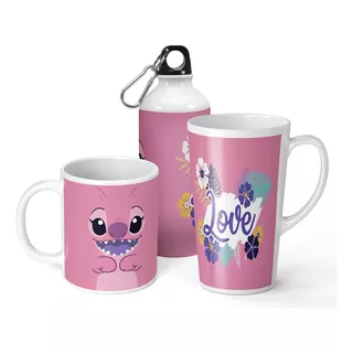 Set De Taza + Botella + Taza Conica Lilo Y Stitch 3