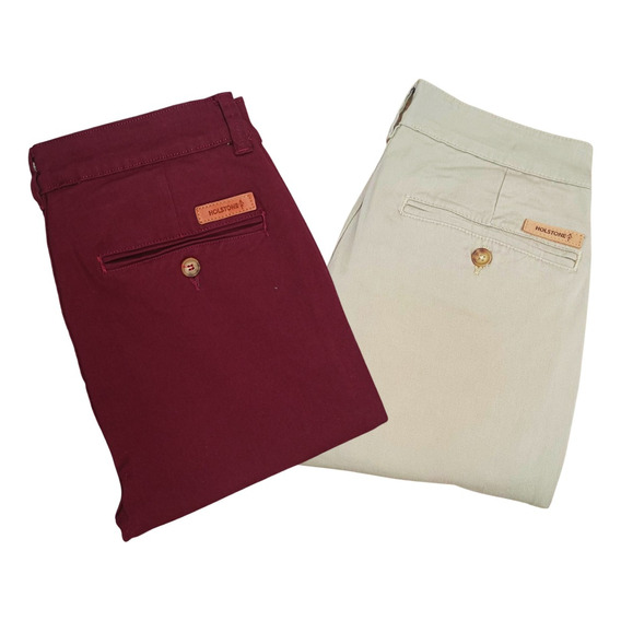 2 Pack Pantalones Estilo Chino De Gabardina Hombre Holstone