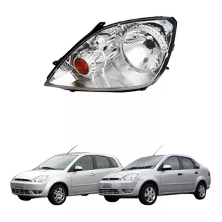 Farol Ford Fiesta Hatch Sedan 03/07 Cromado Amazon