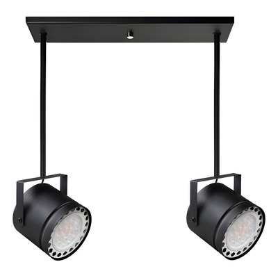 Plafon 2 Luces Cabezal Cilindro Movil Negro Apto Ar111