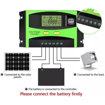 Regulador De Carga Panel Solar 60a 12v/24v Display Usb Pwm