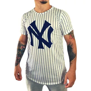 Camiseta Camisa Long Line Oversize New York Yankes Malha Top