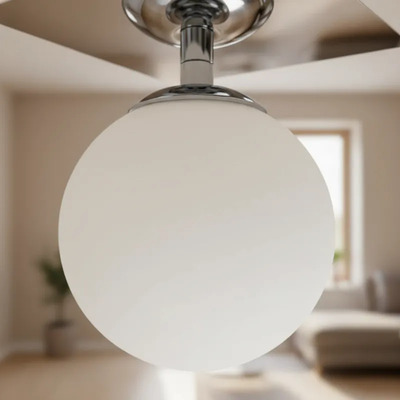 Plafon 1 Luz Elyn Cromo Globo Opal Apto G9 Deco Diseño