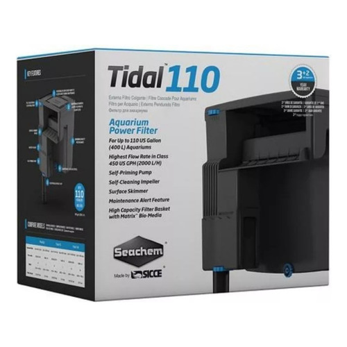 Filtro externo Hang On Seachem Tidal 110 V - Para Acuarios 400 L - 2000 L/h 12 W